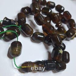 Prayer Beads Misbaha Tasbih carvings beads Pressed Natural Baltic Amber 79g