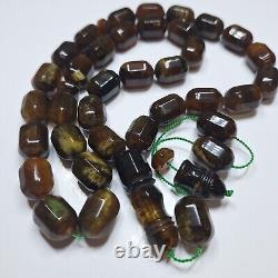 Prayer Beads Misbaha Tasbih carvings beads Pressed Natural Baltic Amber 79g