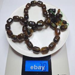 Prayer Beads Misbaha Tasbih carvings beads Pressed Natural Baltic Amber 79g