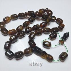 Prayer Beads Misbaha Tasbih carvings beads Pressed Natural Baltic Amber 79g