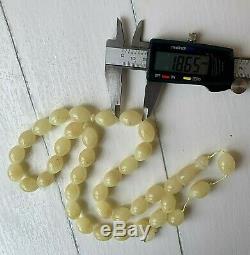 Premium 67gr. White Baltic Amber Islamic Prayer Rosary Olive Beads Tesbih Misbah