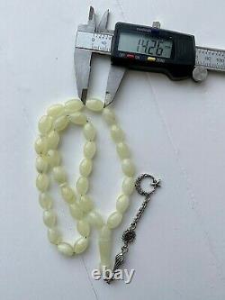Premium White Natural Baltic Amber 33g Islamic Prayer Rosary Beads Tesbih Misbah