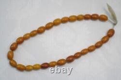 RARE Antiques Royal Baltic amber beads old vintage necklace olive shape 20 grams