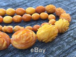 Rare Eggyolk Caramel Butterscotch Natural Baltic Amber Necklace Prayer Beads