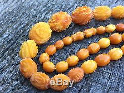 Rare Eggyolk Caramel Butterscotch Natural Baltic Amber Necklace Prayer Beads