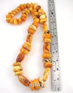 RARE Huge Antique Natural Genuine Baltic Butterscotch Amber Necklace 206g J IX
