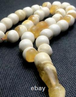 RARE Natural Baltic Amber Prayer Beads 62gr White Egg