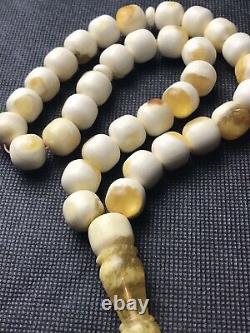RARE Natural Baltic Amber Prayer Beads 62gr White Egg