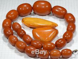 RARE genuine antique ORANGE EggYolk Butterscotch Baltic Amber beads 75.6gr