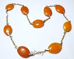 RUSSIAN Vintage BALTIC BUTTERSCOTCH AMBER NECKACE 1.5 Oz SIGNED 9RK 24.5