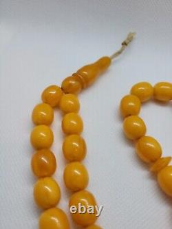 Rare Islamic Prayer Tasbih Amber Natural Baltic Beads Butterscotch'White' 50g