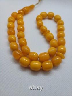 Rare Islamic Prayer Tasbih Amber Natural Baltic Beads Butterscotch'White' 50g