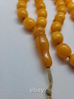 Rare Islamic Prayer Tasbih Amber Natural Baltic Beads Butterscotch'White' 50g