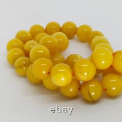 Rare Natural Baltic Amber Egg Yolk Prayer Misbaha Rosary 32 Beads One Stone 34Gr