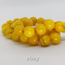 Rare Natural Baltic Amber Egg Yolk Prayer Misbaha Rosary 32 Beads One Stone 34Gr