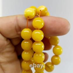 Rare Natural Baltic Amber Egg Yolk Prayer Misbaha Rosary 32 Beads One Stone 34Gr