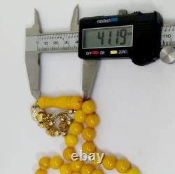 Rare Natural Baltic Amber Egg Yolk Prayer Misbaha Rosary 32 Beads One Stone 34Gr