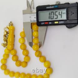 Rare Natural Baltic Amber Egg Yolk Prayer Misbaha Rosary 32 Beads One Stone 34Gr