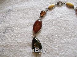 Rare Natural Baltic Butterscotch Egg Yolk Honey Amber Sterling Silver Necklace