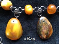 Rare Vintage Natural Baltic Amber Fossilized Tree Sap Necklace, Antique
