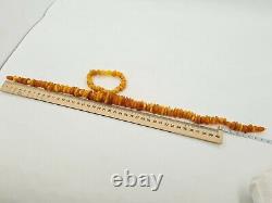 Rare Vintage Soviet Baltic Amber Necklace Beads and Bracelet 70 grams USSR 1970s