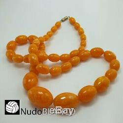 Real 100% Genuine Antique Natural Baltic Amber Even Color Necklace 76 Gr Tested