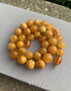 Round Baltic Amber Beads Butterscotch Amber Egg yolk Amber Necklace 34.66 Grams