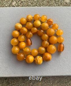 Round Baltic Amber Beads Butterscotch Amber Egg yolk Amber Necklace 34.66 Grams