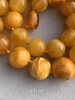 Round Baltic Amber Beads Butterscotch Amber Egg yolk Amber Necklace 34.66 Grams