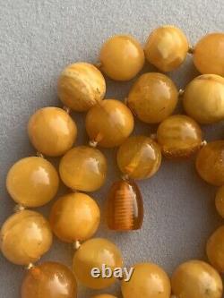 Round Baltic Amber Beads Butterscotch Amber Egg yolk Amber Necklace 34.66 Grams