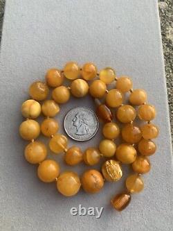 Round Baltic Amber Beads Butterscotch Amber Egg yolk Amber Necklace 34.66 Grams