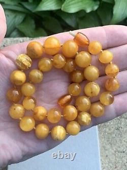 Round Baltic Amber Beads Butterscotch Amber Egg yolk Amber Necklace 34.66 Grams