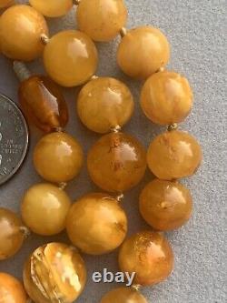 Round Baltic Amber Beads Butterscotch Amber Egg yolk Amber Necklace 34.66 Grams