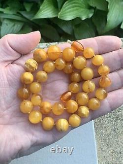 Round Baltic Amber Beads Butterscotch Amber Egg yolk Amber Necklace 34.66 Grams