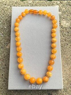 Round Baltic Amber Beads Butterscotch Amber Egg yolk Amber Necklace 34.66 Grams