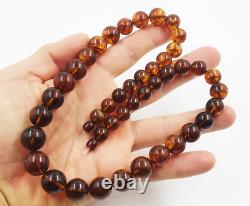 Round Beads Amber Necklace Natural Baltic Amber Necklace Genuine amber pressed