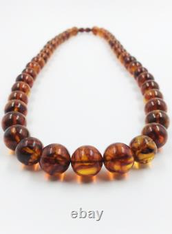 Round Beads Amber Necklace Natural Baltic Amber Necklace pressed 55.65gr. B-64