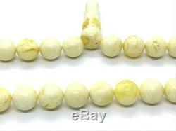 Royal White Islamic 33 Prayer Beads Natural Baltic Amber Formed Pressed 53g#4576