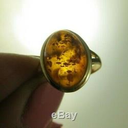 Russian Baltic Amber Cabochon Gemstone 14k 585 Yellow Gold Ring Size 7 #251
