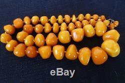SUPERB HIGH QUALITY NATURAL BALTIC AMBER 58cm KNOTTED NECKLACE 78gr
