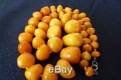 SUPERB HIGH QUALITY NATURAL BALTIC AMBER 58cm KNOTTED NECKLACE 78gr