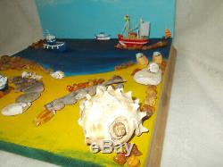 Sea Diorama Figure Baltic coast Fishing Boat Lighthouse Real Amber nature craft
