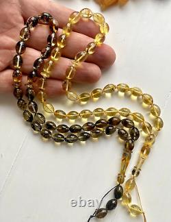 Set Of Two Natural Baltic Amber 30g. Islamic Prayer Rosary Olive 33 Beads Tasbih