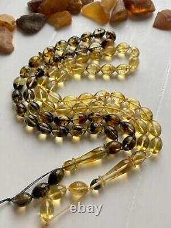 Set Of Two Natural Baltic Amber 30g. Islamic Prayer Rosary Olive 33 Beads Tasbih