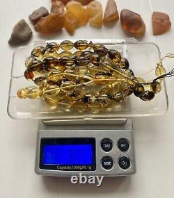 Set Of Two Natural Baltic Amber 30g. Islamic Prayer Rosary Olive 33 Beads Tasbih