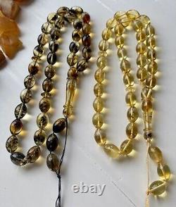 Set Of Two Natural Baltic Amber 30g. Islamic Prayer Rosary Olive 33 Beads Tasbih