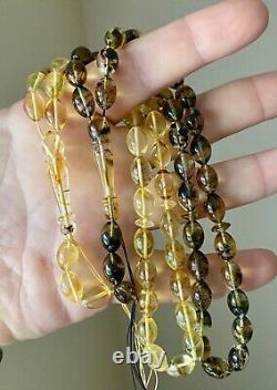 Set Of Two Natural Baltic Amber 30g. Islamic Prayer Rosary Olive 33 Beads Tasbih