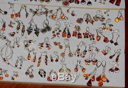 Solid 925 Sterling Silver Natural Baltic Amber 182 Pieces MIXED LOT 747 Grams
