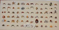 Solid 925 Sterling Silver Natural Baltic Amber Ring LOT 388 Pieces 1123 Grams