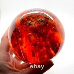 Spectacular Baltic amber ball with honey bees, ø ±93 mm ±530 grams